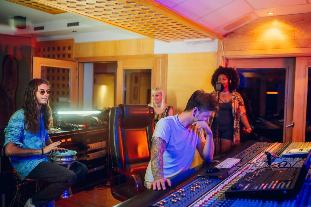 Musicians finishing a song